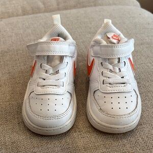 Nike Kids White and Bright Orange Sneakers